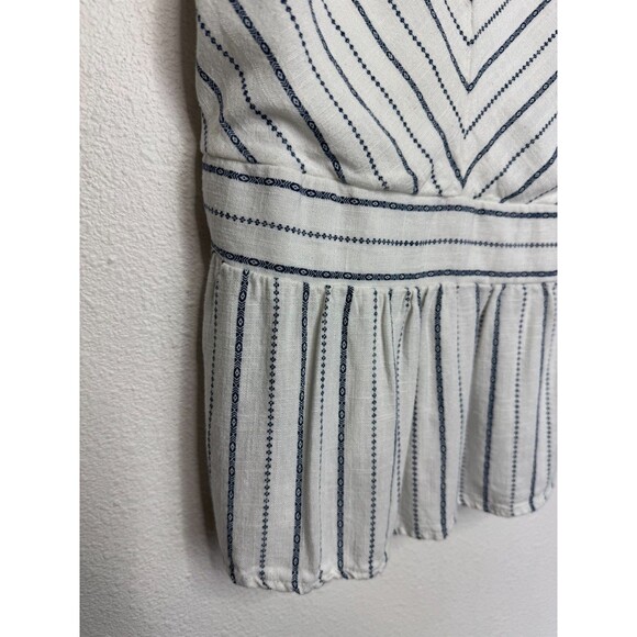 Monteau Small LA Striped  Cami Tank Top White Linen Blend Peplum Anthropologie - Picture 3 of 10